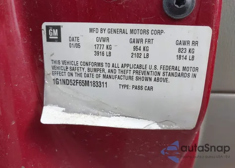 2005 Chevrolet Classic z USA, uszkodzony, nr VIN 1G1ND52F65M183311